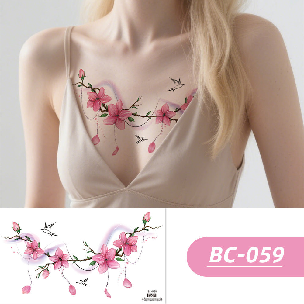 DaLin Colorful Flowers Temporary Tattoos for Women Chest