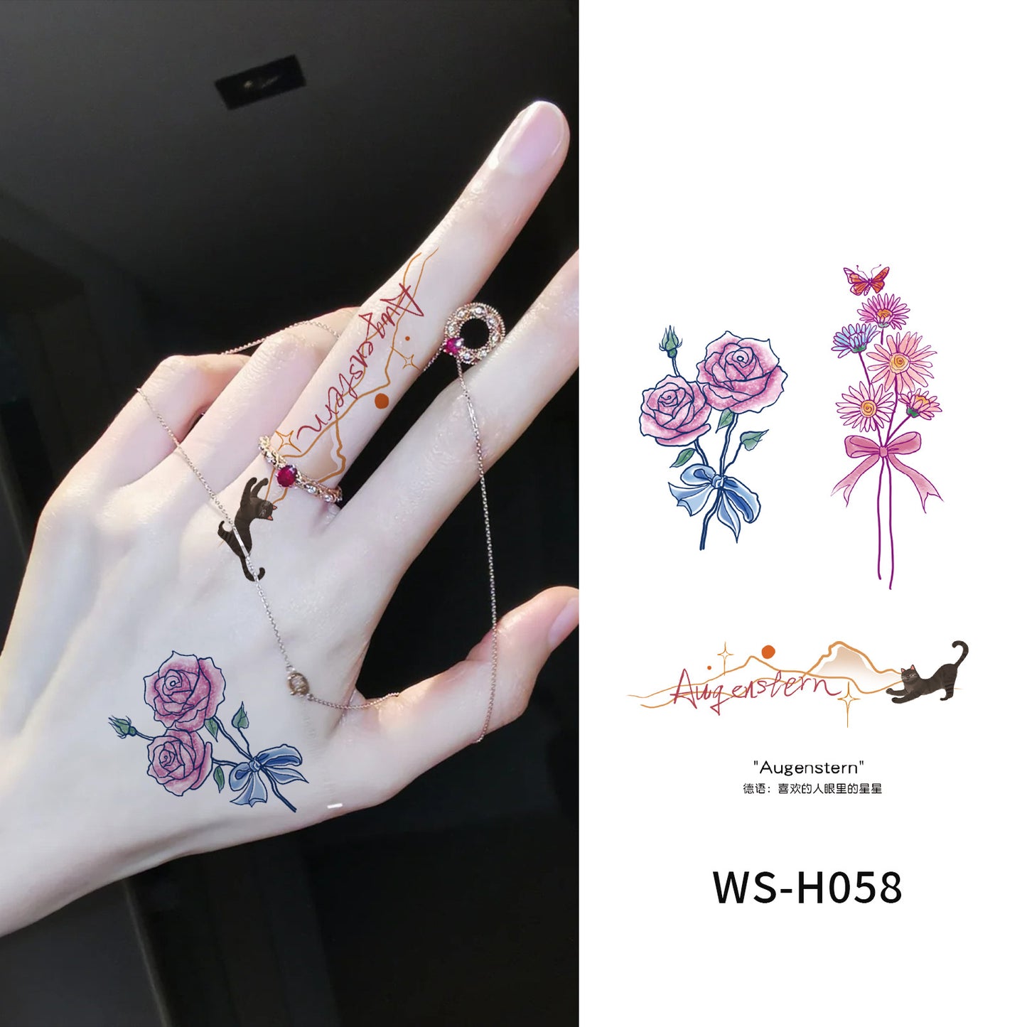 DaLin Temporary Tattoos for Men Women Hand Finger