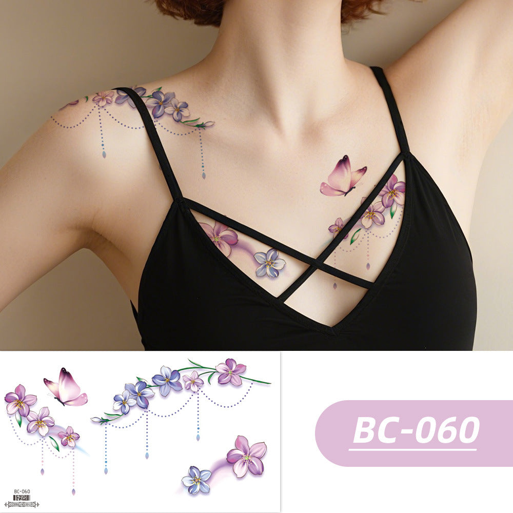 DaLin Colorful Flowers Temporary Tattoos for Women Chest