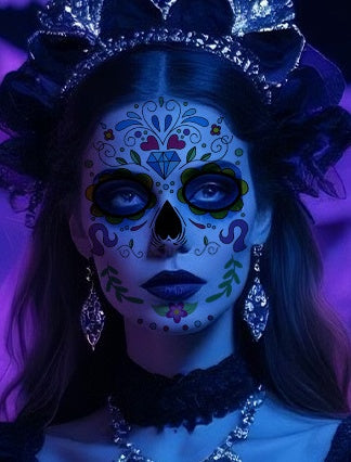 DaLin 9 Sheets Floral Day of the Dead Sugar Skull Temporary Face Tattoos for Halloween