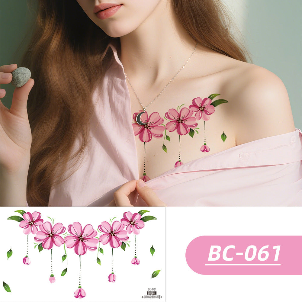 DaLin Colorful Flowers Temporary Tattoos for Women Chest