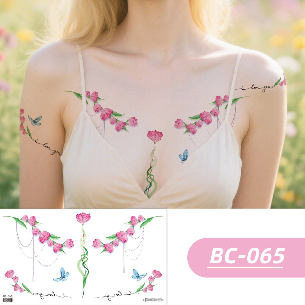 DaLin Colorful Flowers Temporary Tattoos for Women Chest