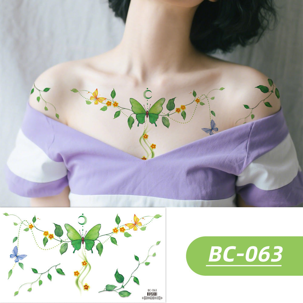 DaLin Colorful Flowers Temporary Tattoos for Women Chest