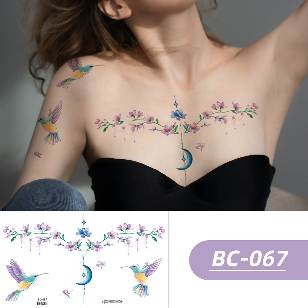 DaLin Colorful Flowers Temporary Tattoos for Women Chest