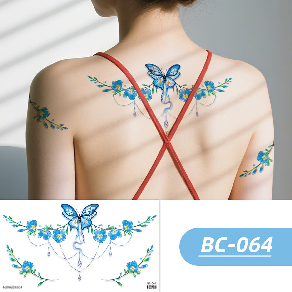 DaLin Colorful Flowers Temporary Tattoos for Women Chest