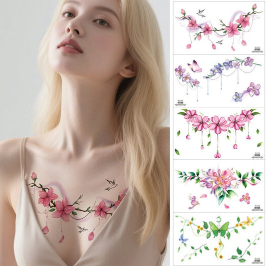 DaLin Colorful Flowers Temporary Tattoos for Women Chest