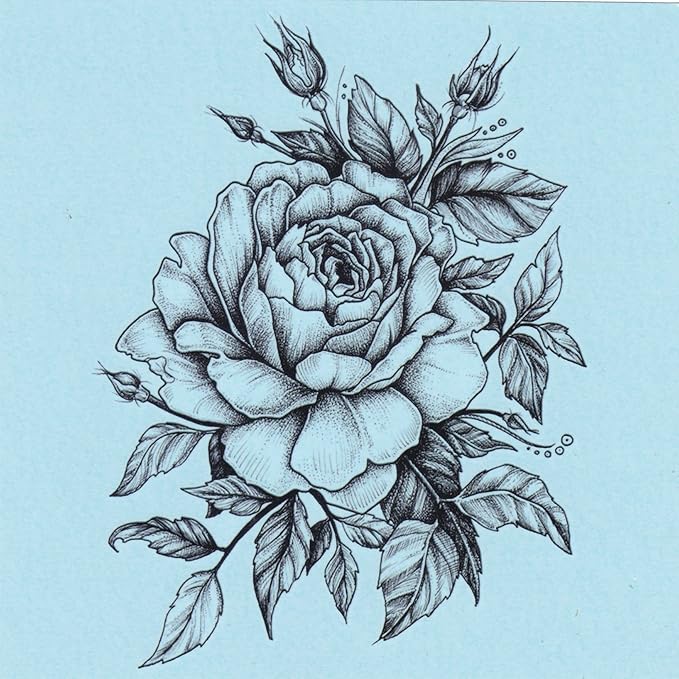 DaLin 4 Sheets Black Rose Temporary Tattoos