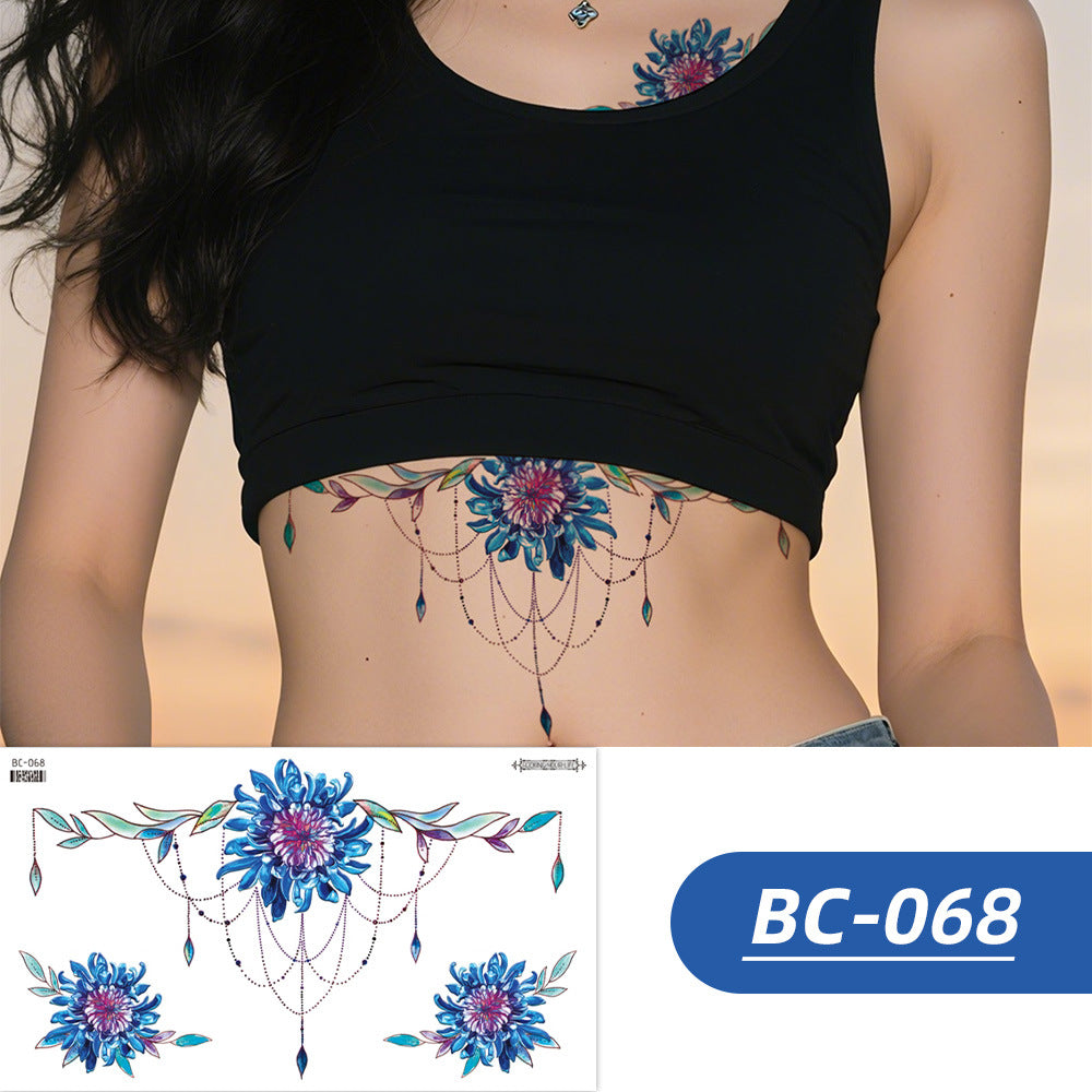 DaLin Colorful Flowers Temporary Tattoos for Women Chest